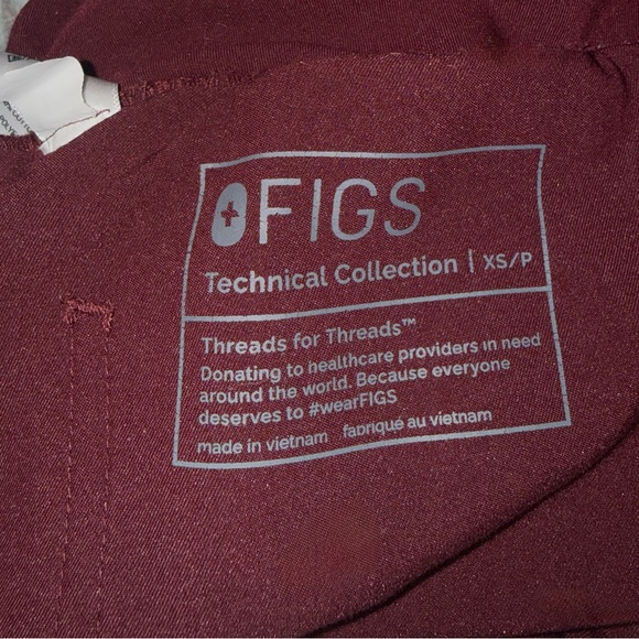 Figs Women’s Burgundy High Waisted Relaxed Fionx Jogger Scrub Pant Size: XS/P - Picture 7 of 15
